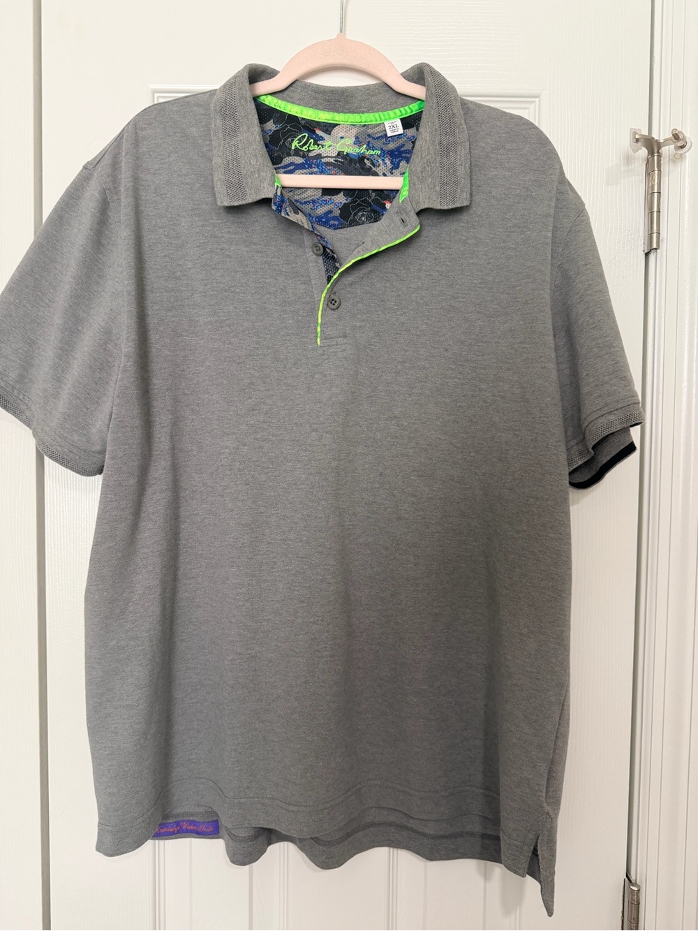 Robert Graham Grey Polo with Neon Green Trim
